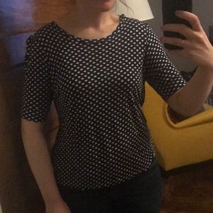 Blue & White Polka Dot Casual Workwear Top